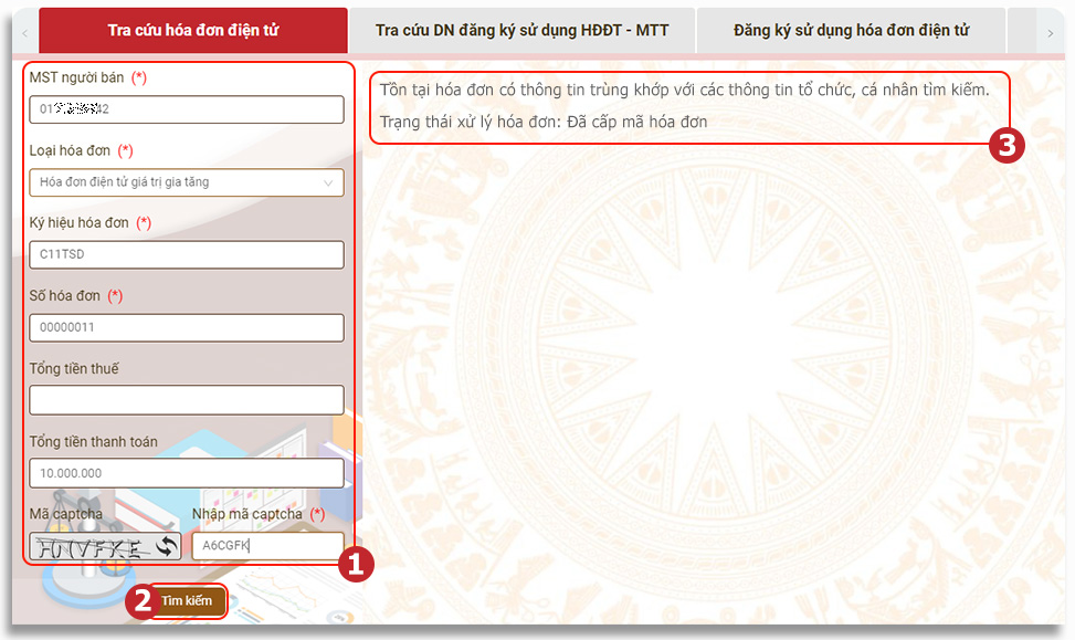 Các bước tra cứu hóa đơn bằng mã trac cứu HĐĐT trên website tra cứu của cục Thuế