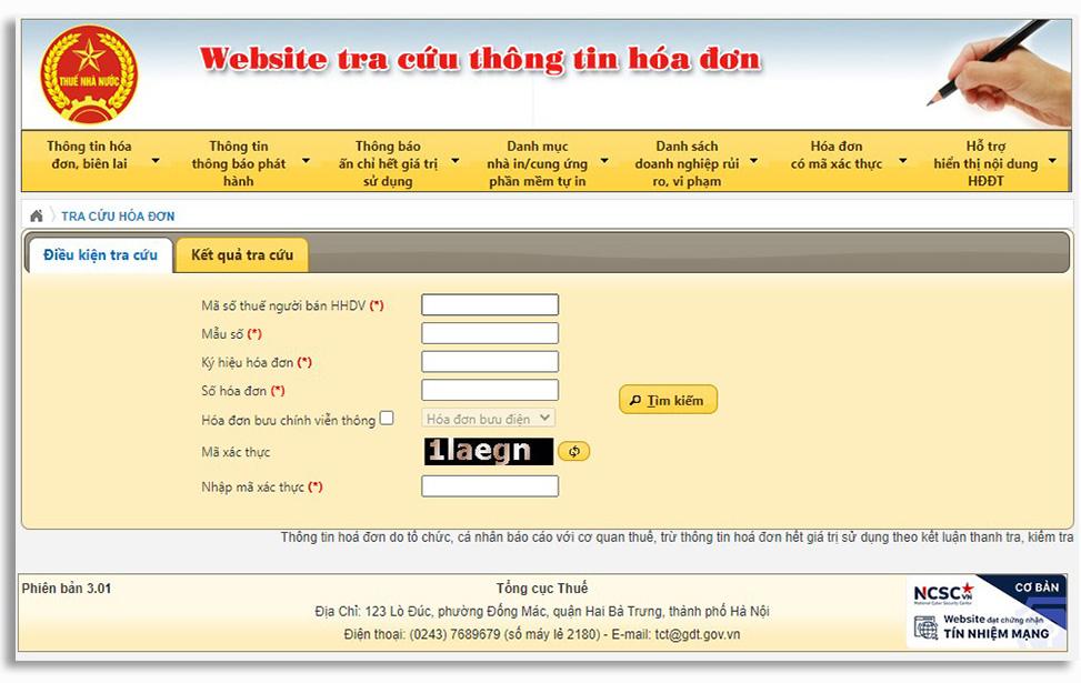Hướng dẫn tra cứu HĐĐT trên website Tổng cục thuế