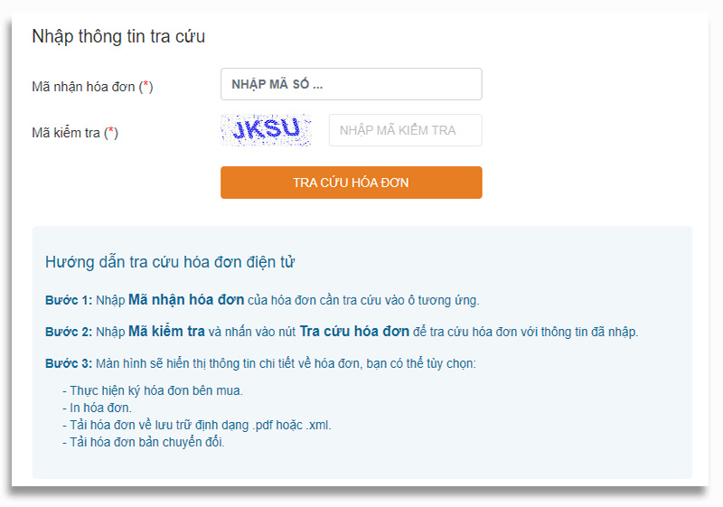 Trang tra cứu hóa đơn điện tử của nhà cung cấp phần mềm E-invoice