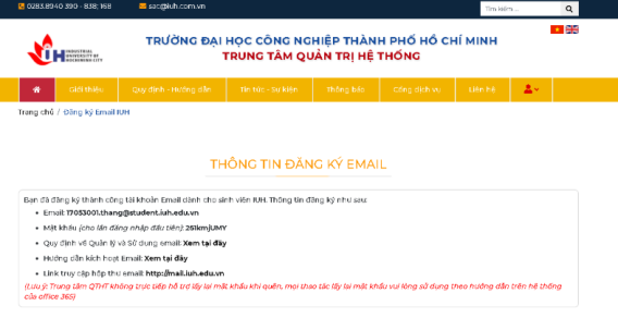 email sinh viên iuh