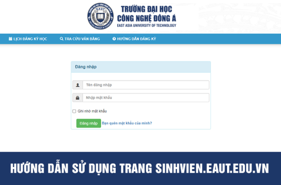 sinh viên eaut.edu.vn đăng nhập
